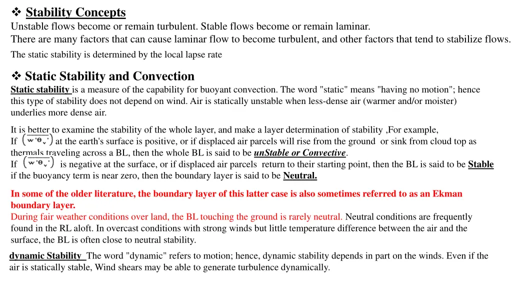 stability concepts unstable flows become