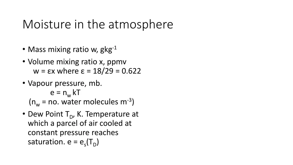 moisture in the atmosphere