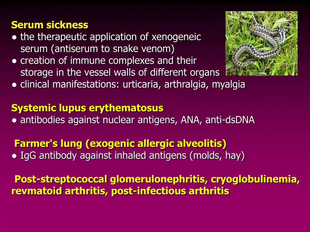 serum sickness the therapeutic application