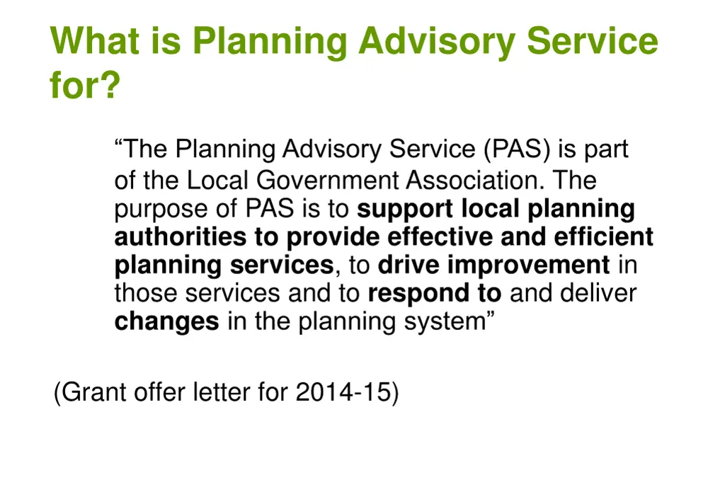 what is planning advisory service for