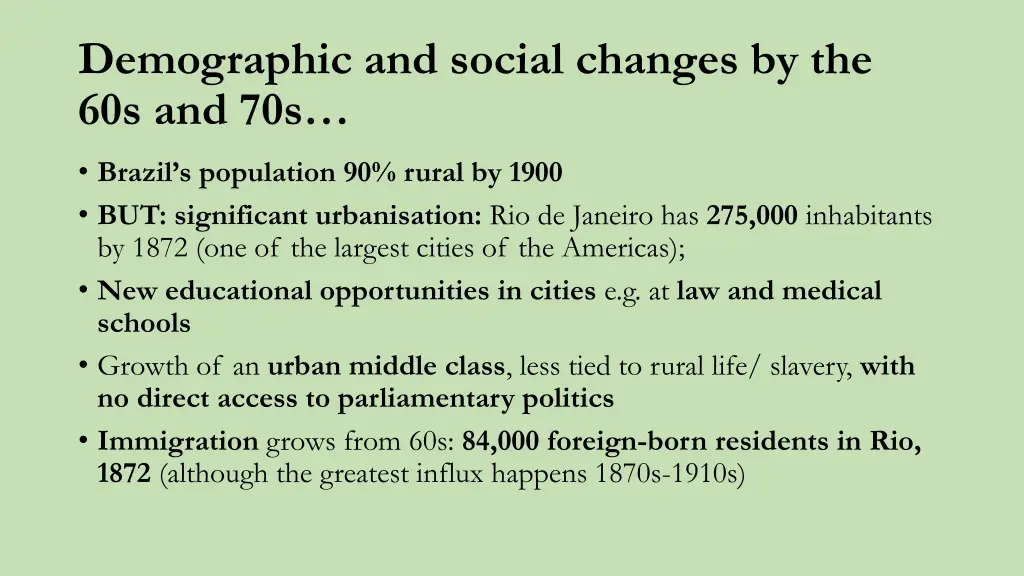 demographic and social changes by the 60s and 70s