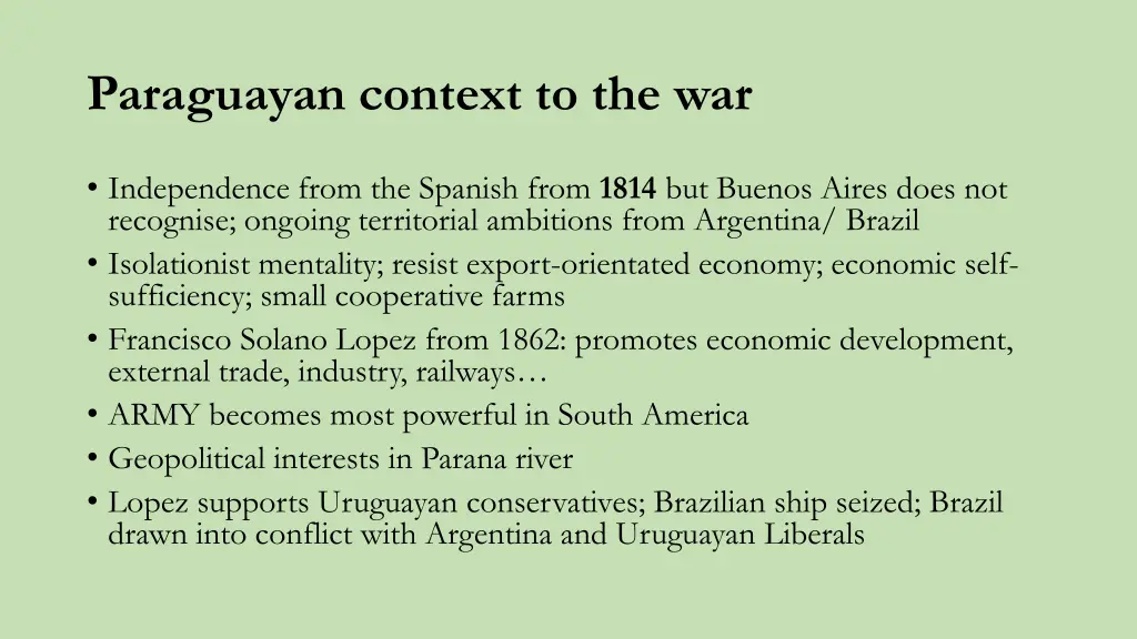 paraguayan context to the war