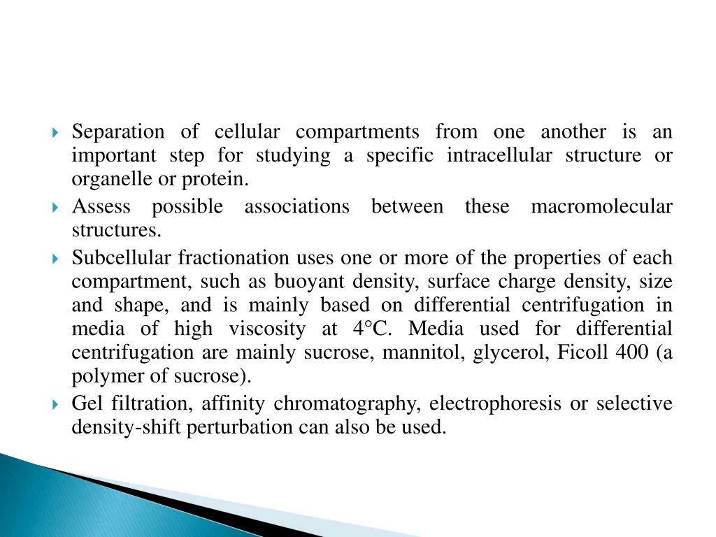 separation of cellular compartments from