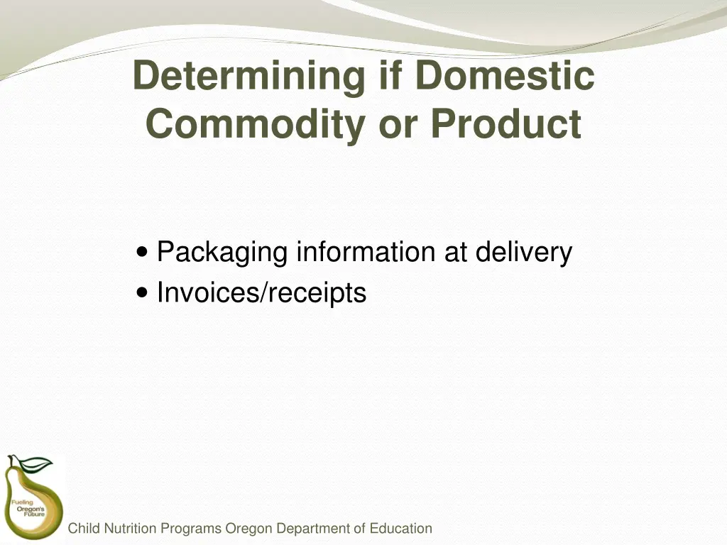 determining if domestic commodity or product