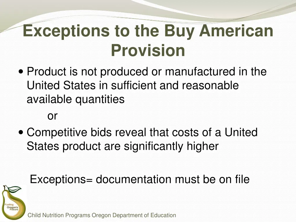 exceptions to the buy american provision product