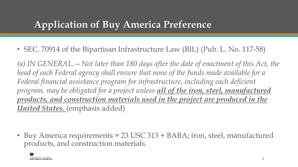 application of buy america preference