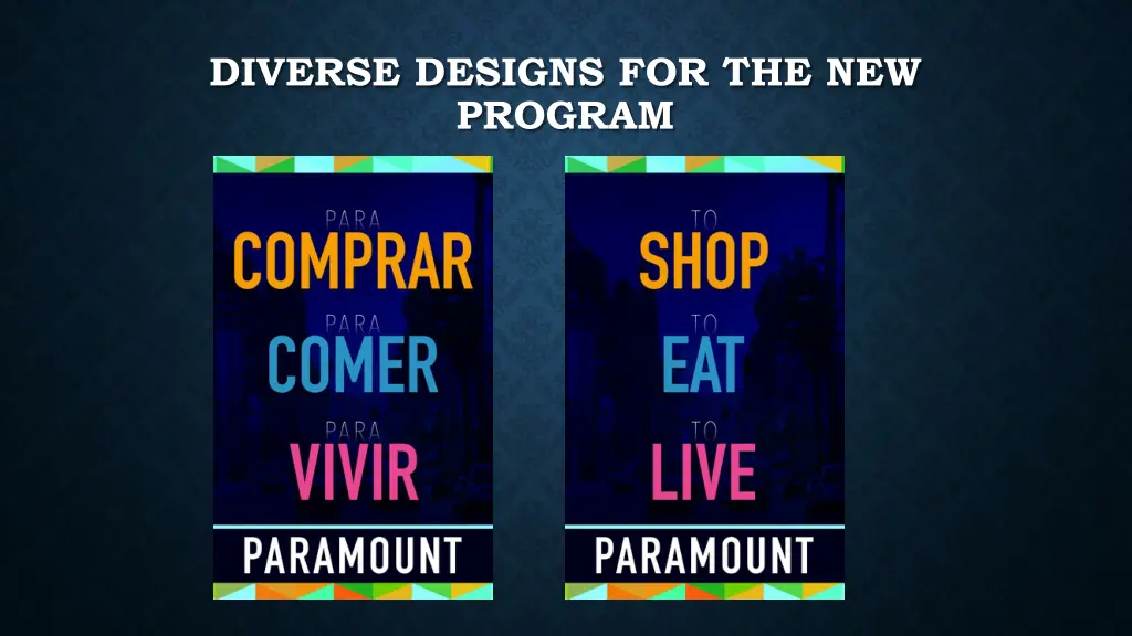 diverse designs for the new program