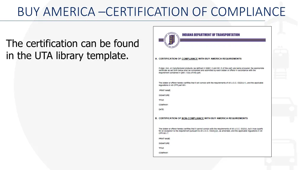 buy america certification of compliance