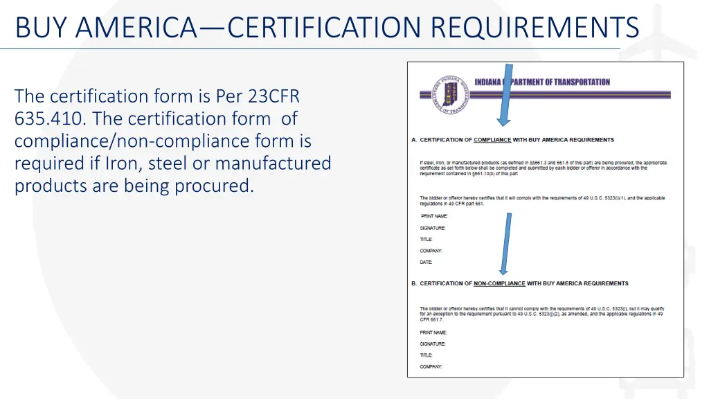 buy america certification requirements