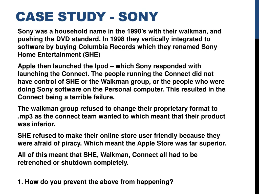 case study sony sony was a household name