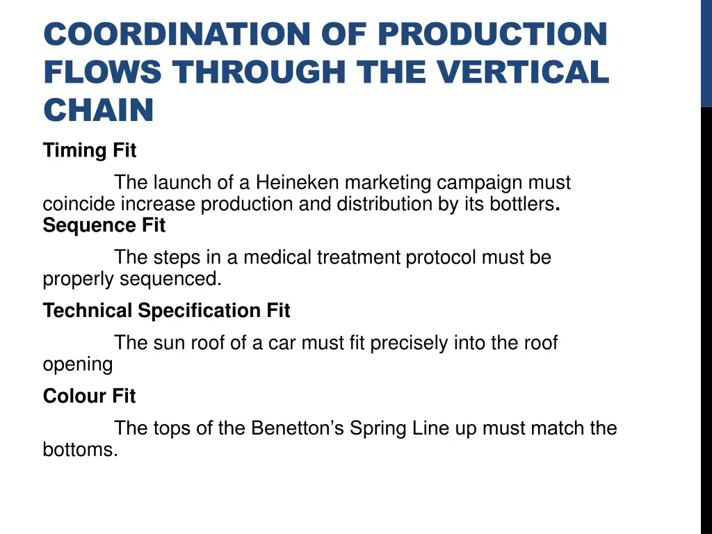 coordination of production flows through