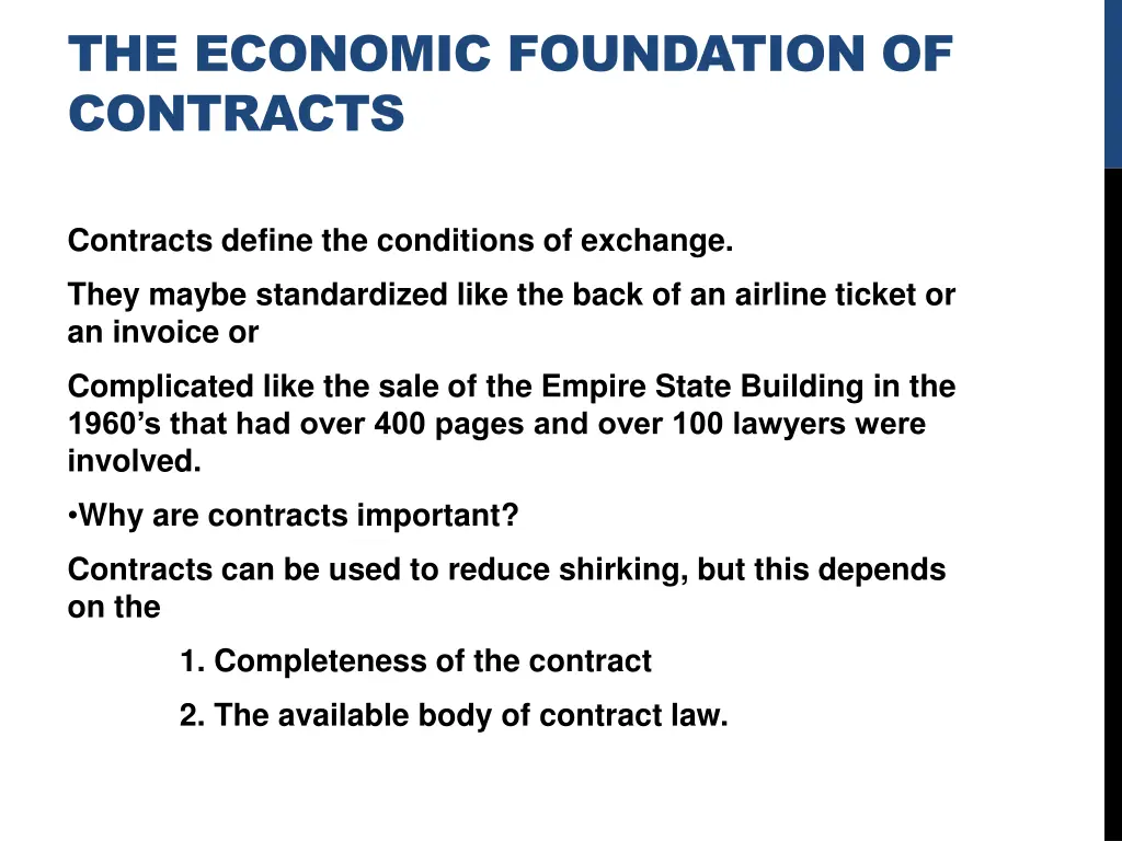 the economic foundation of contracts