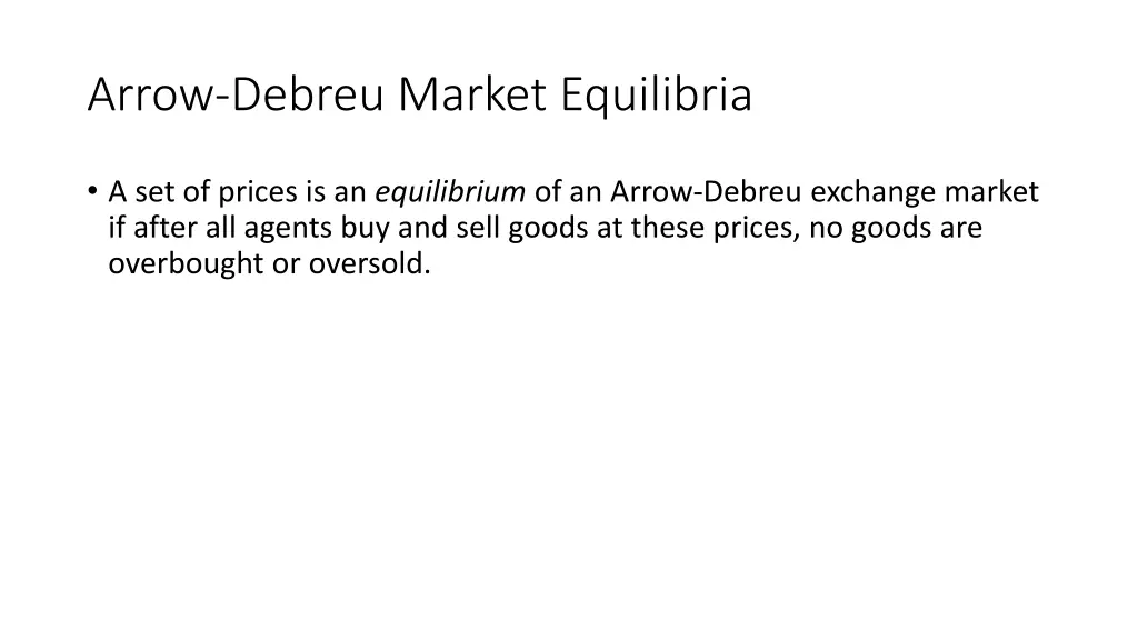 arrow debreu market equilibria