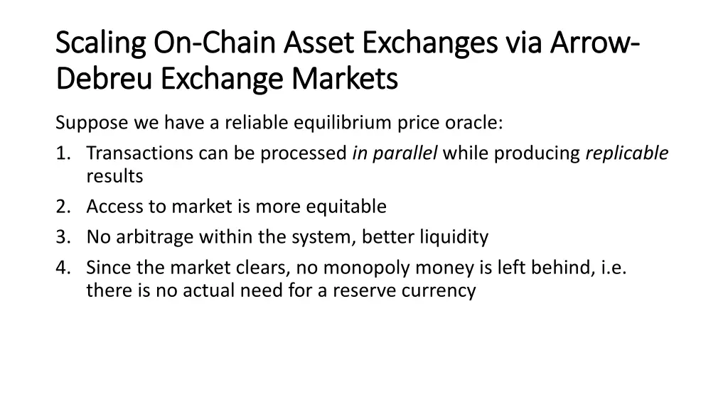 scaling on scaling on chain asset exchanges