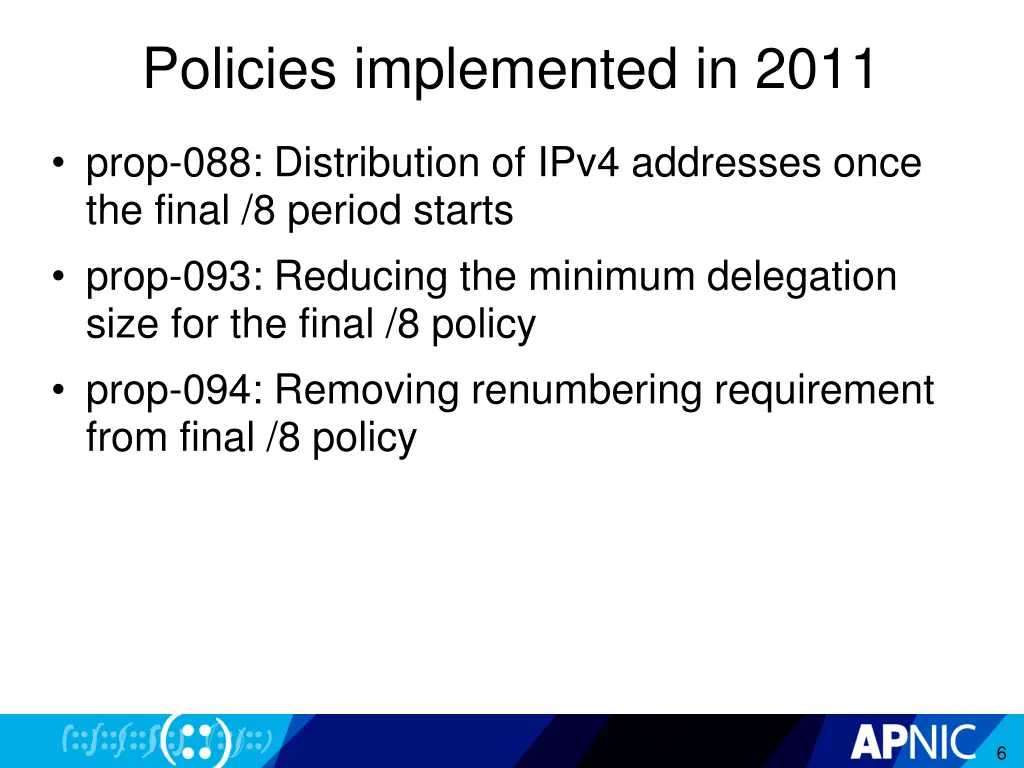 policies implemented in 2011