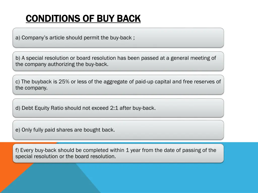 conditions of buy back conditions of buy back