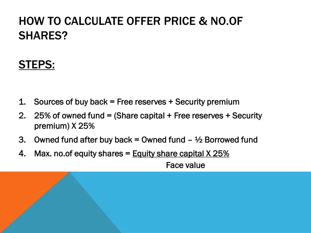 how to calculate offer price no of shares