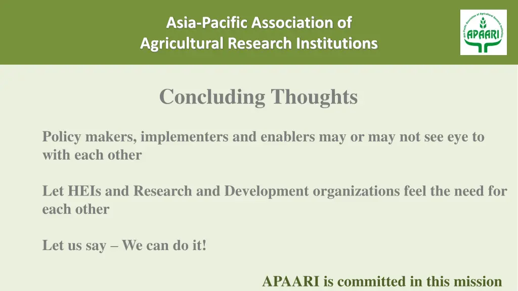 asia pacific association of agricultural research 10