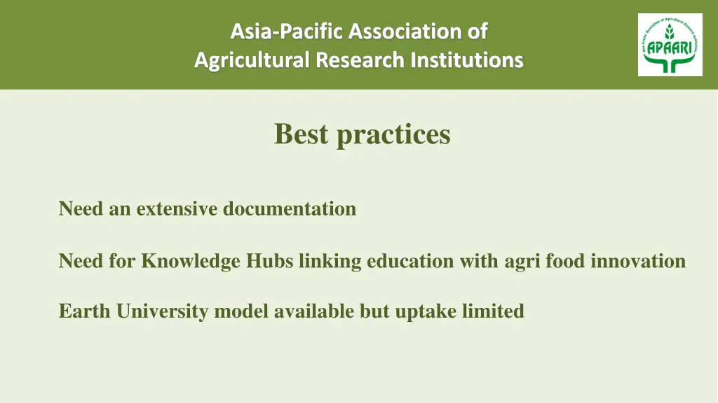 asia pacific association of agricultural research 7