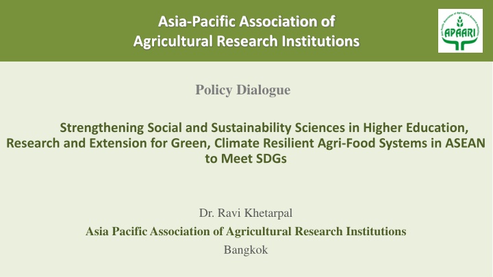 asia pacific association of agricultural research