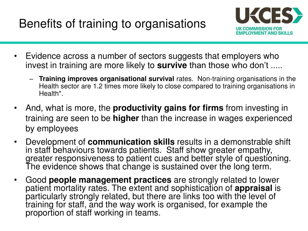 benefits of training to organisations