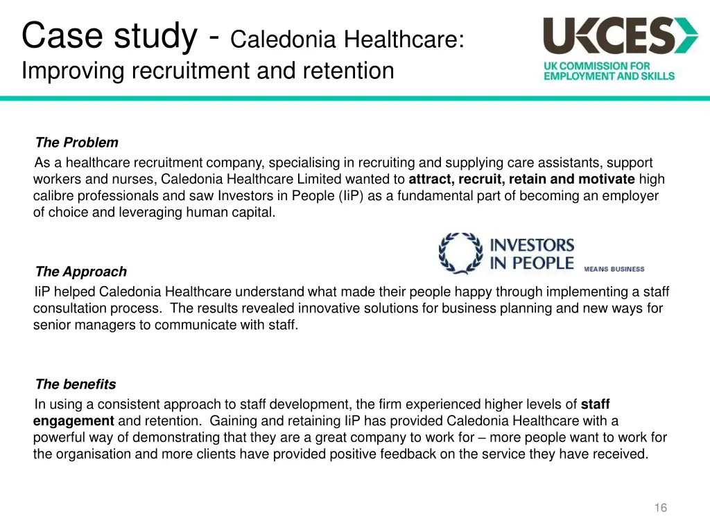 case study caledonia healthcare improving