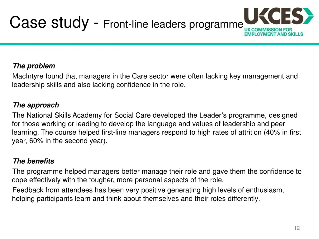 case study front line leaders programme