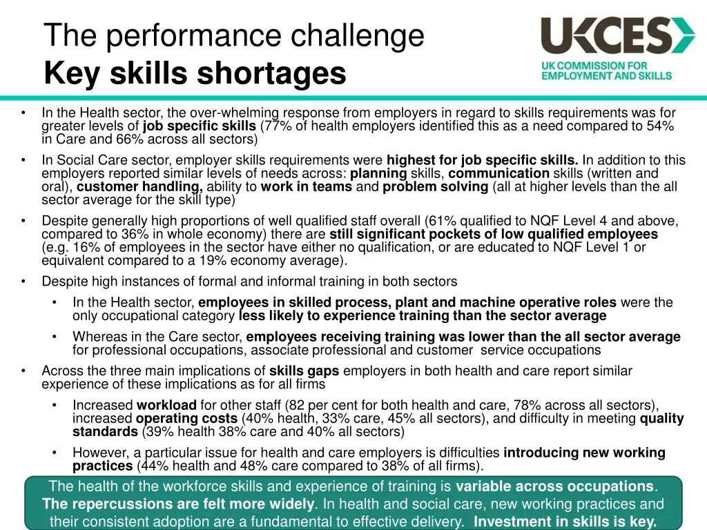 the performance challenge key skills shortages