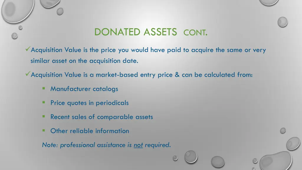 donated assets cont