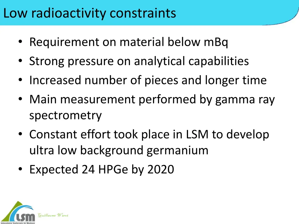 low radioactivity constraints