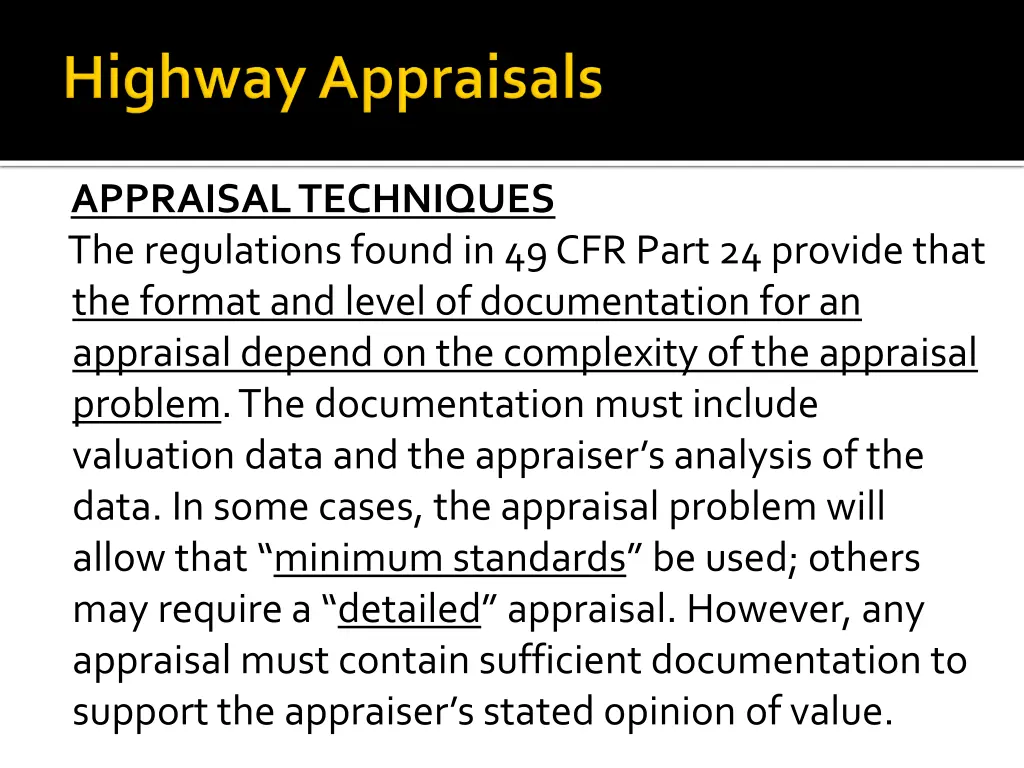 appraisal techniques the regulations found