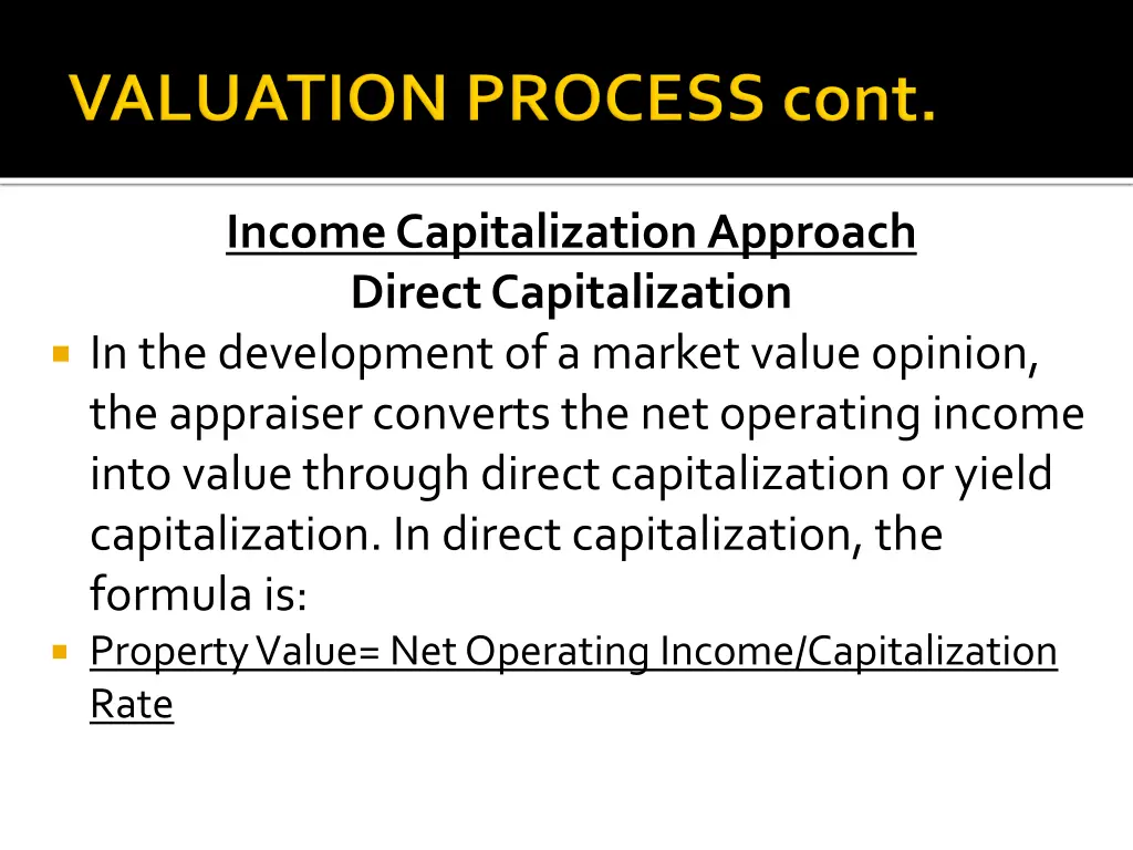 income capitalization approach direct 2