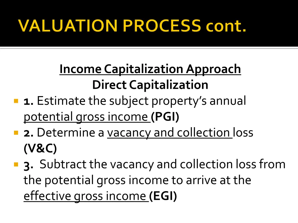 income capitalization approach direct