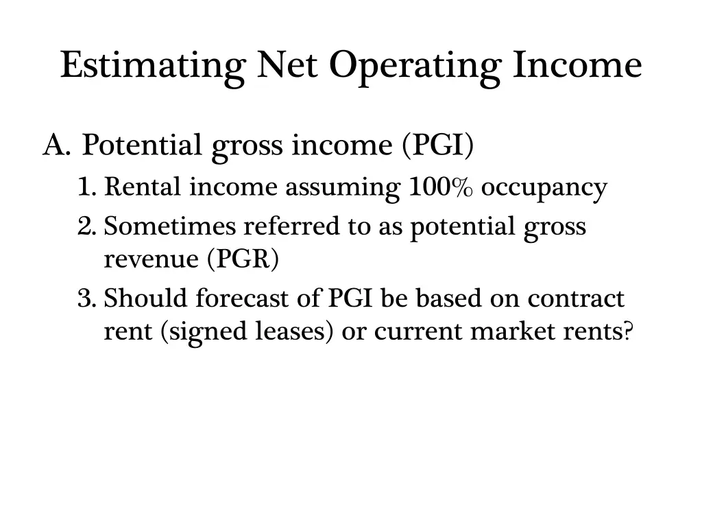 estimating net operating income