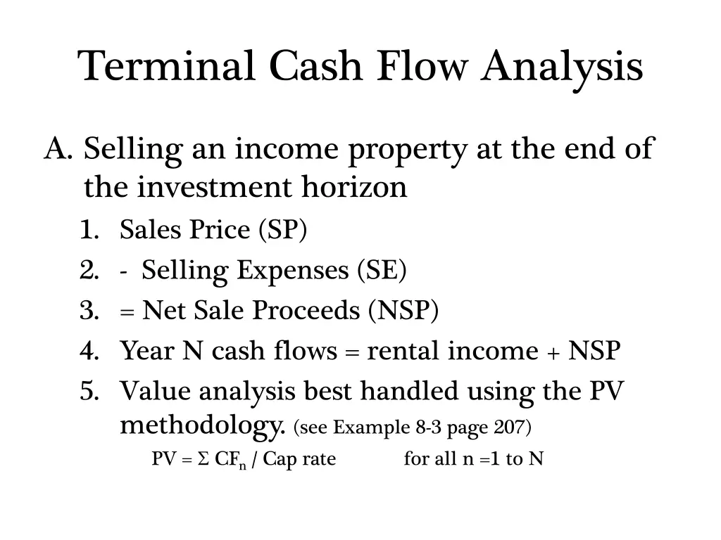 terminal cash flow analysis