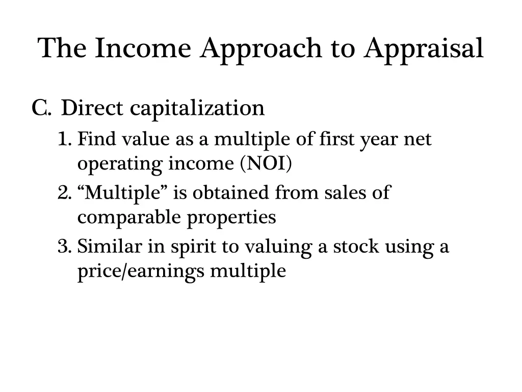 the income approach to appraisal 1