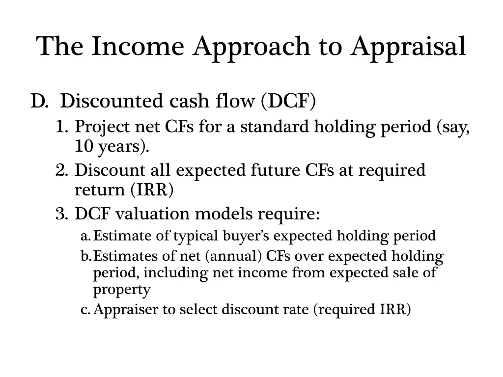 the income approach to appraisal 2