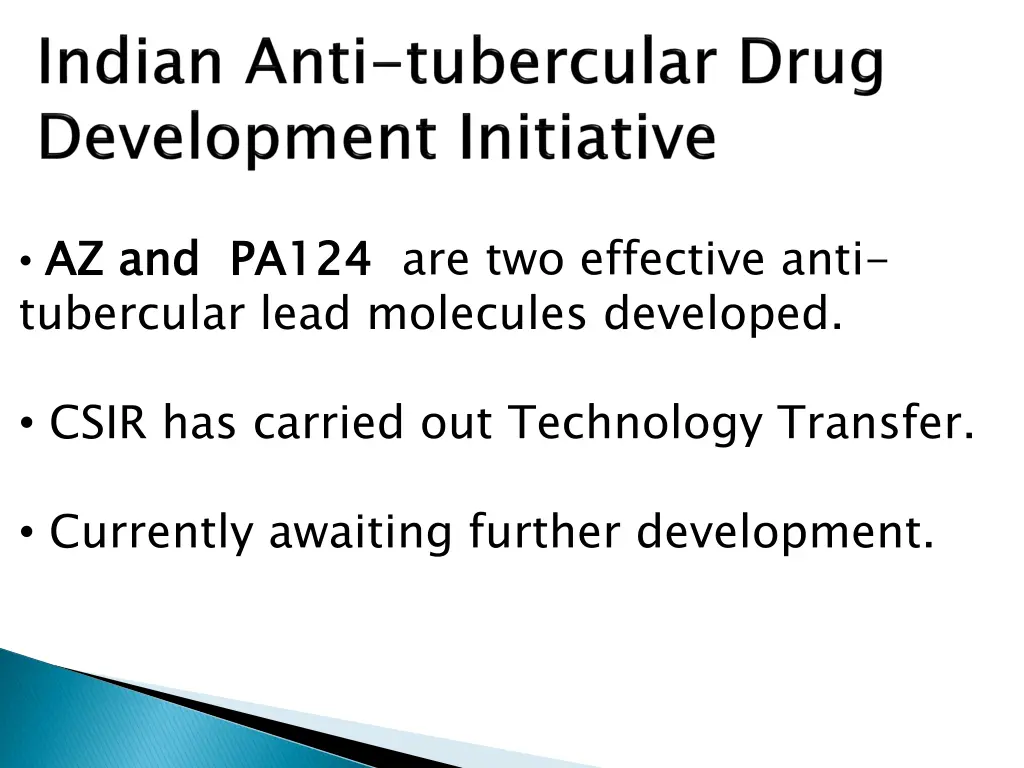 az and pa124 tubercular lead molecules developed