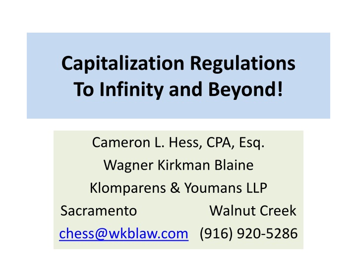 capitalization regulations to infinity and beyond