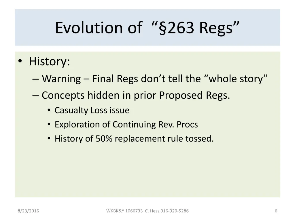 evolution of 263 regs 2