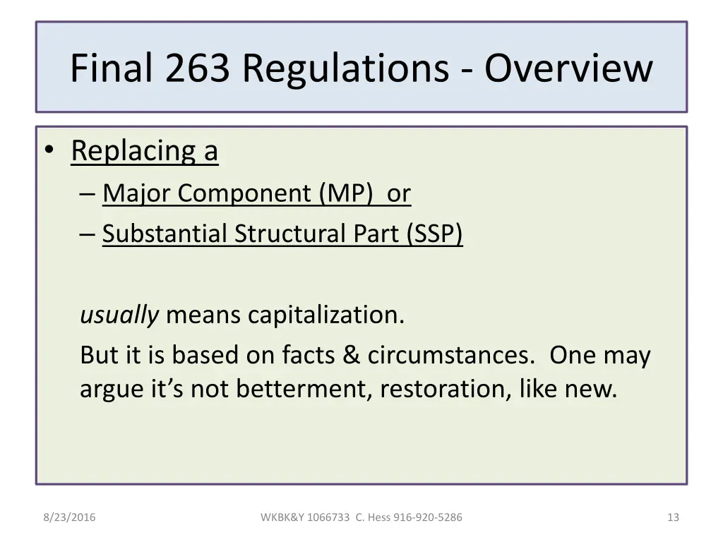 final 263 regulations overview 1