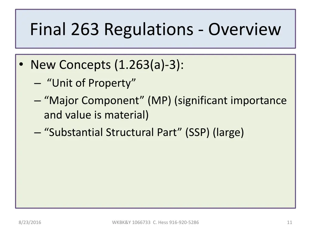 final 263 regulations overview