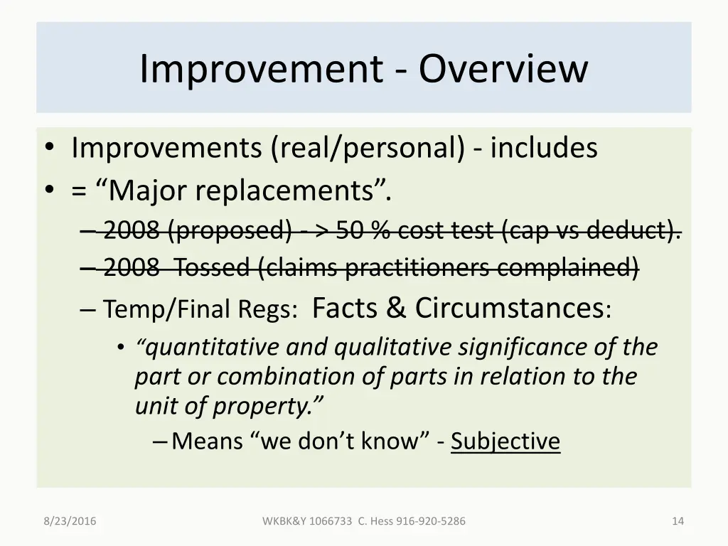 improvement overview