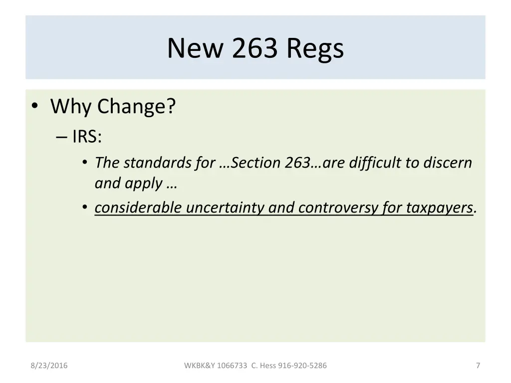 new 263 regs