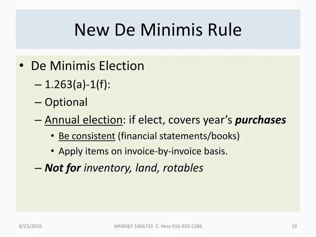 new de minimis rule