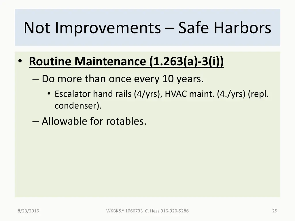 not improvements safe harbors 1