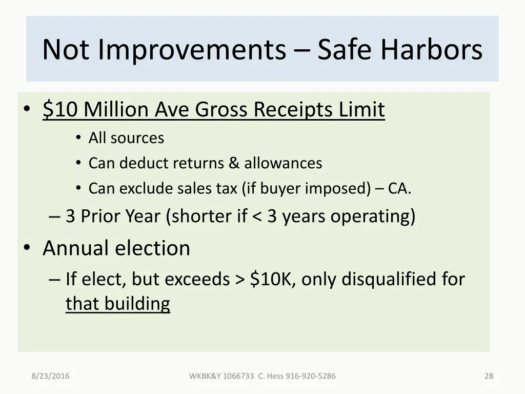 not improvements safe harbors 3