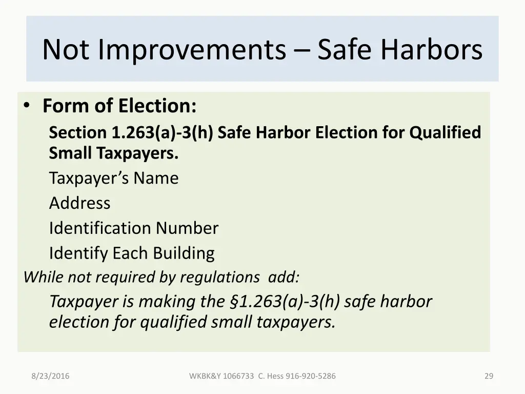 not improvements safe harbors 4