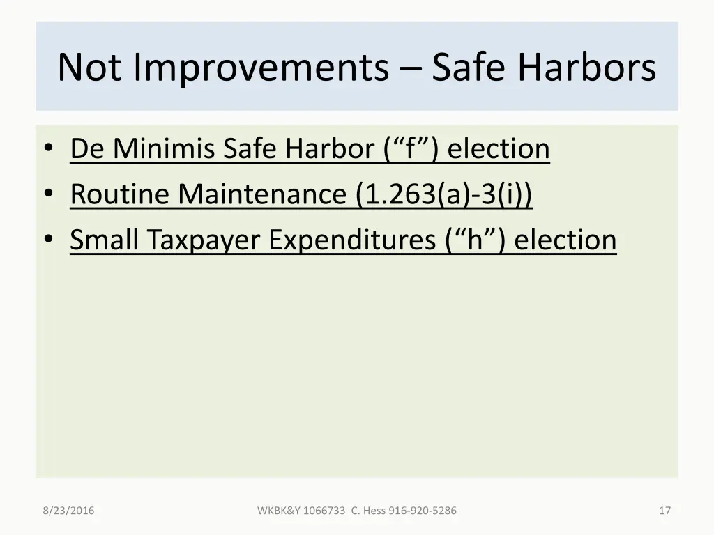 not improvements safe harbors