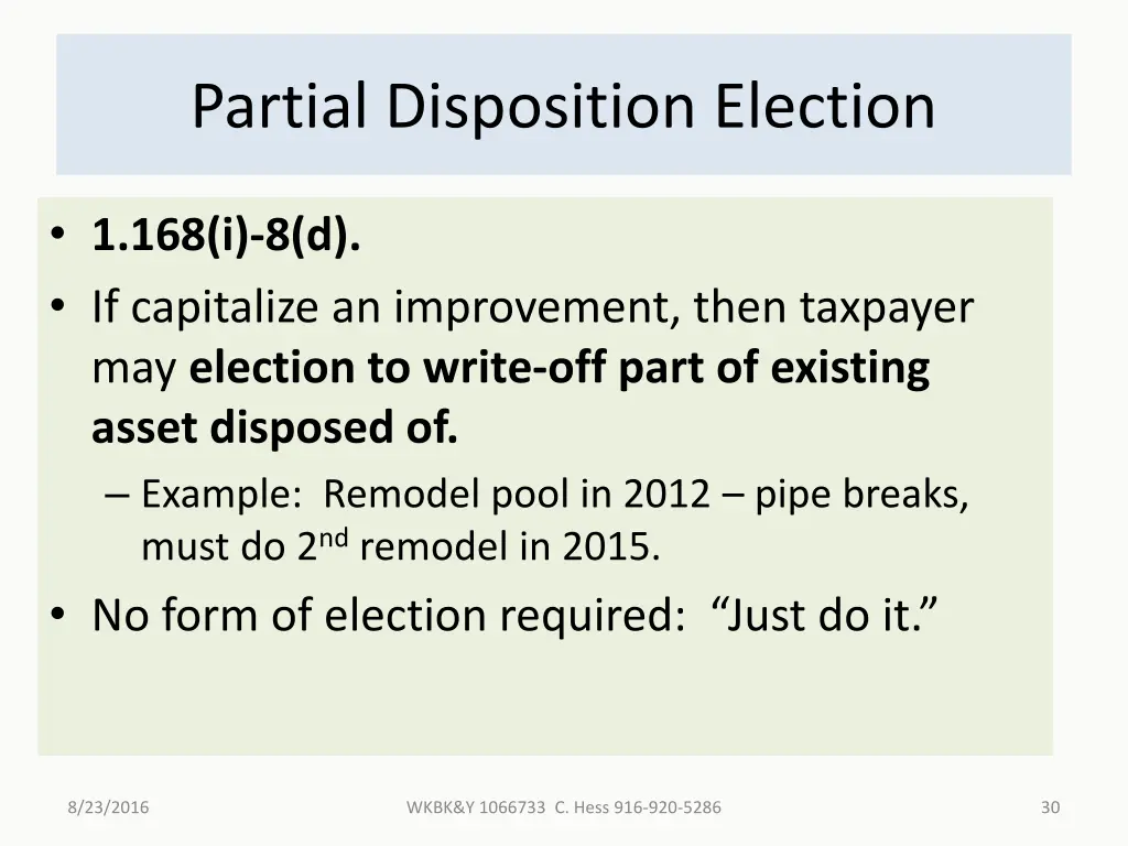 partial disposition election